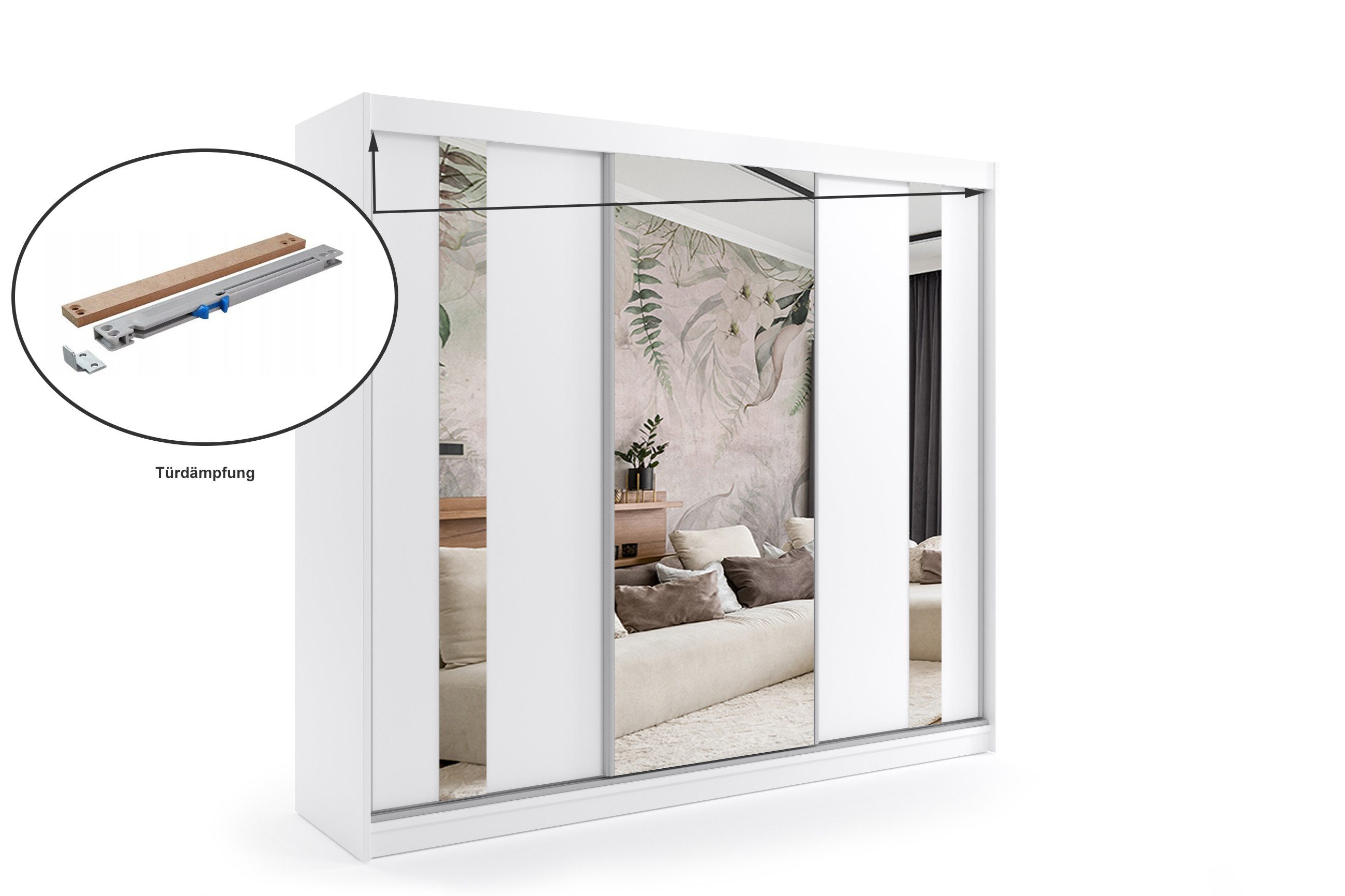 ALTDECOR Schiebetürenschrank GRACE (Kleiderschrank Garderobenschrank mit viel Stauraum Moderner Schrank) Spiegel Spiegeltüren Vielseitiger Schwebetürenschrank L – Bild 5 von 5