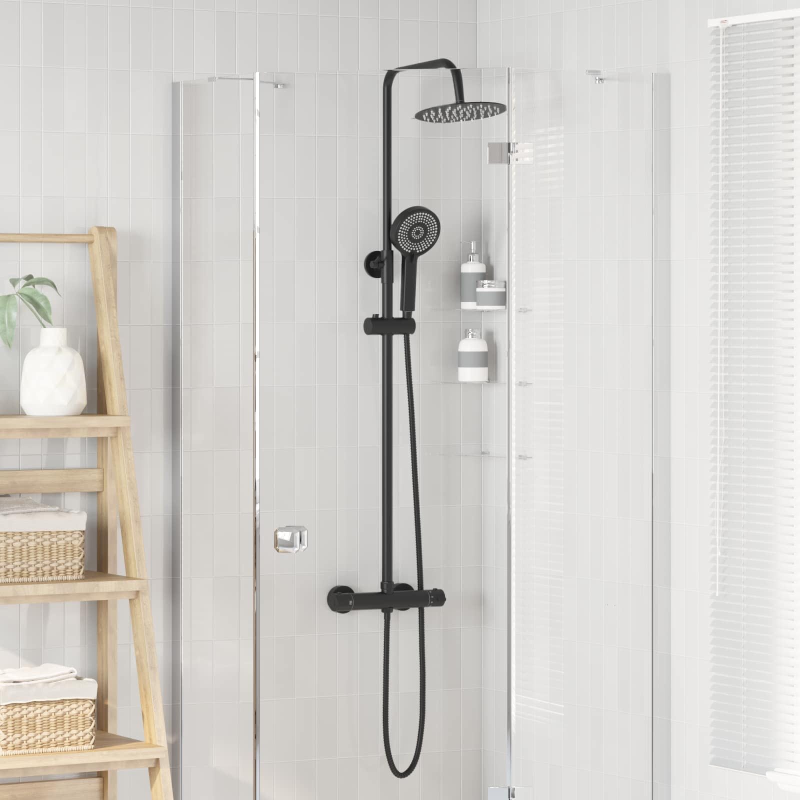 vidaXL Regenduschkopf Thermostatisches Duschset Messing und Edelstahl, (1-tlg)