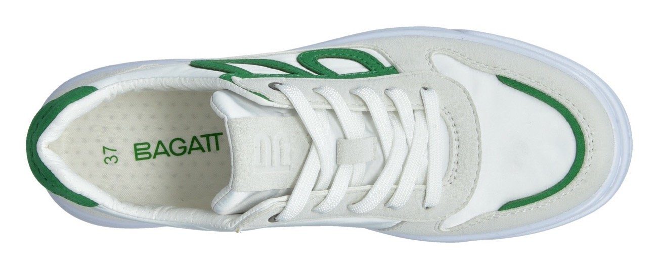 Plateausneaker BAGATT mit Kontrastbesatz weiß-grün