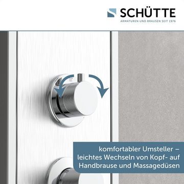 Schütte Duschsäule TAHITI, Höhe 125 cm, 2 Massage-Düsen, Antikalk-Noppen, Edelstahl, Wellness-Kopfbrause