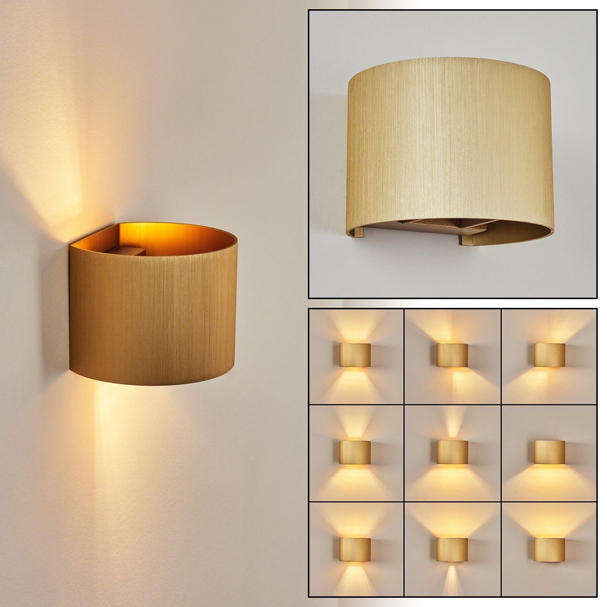 hofstein Wandleuchte »Vaccina« moderne Wandlampe aus Metall in Goldfarben, günstig online kaufen