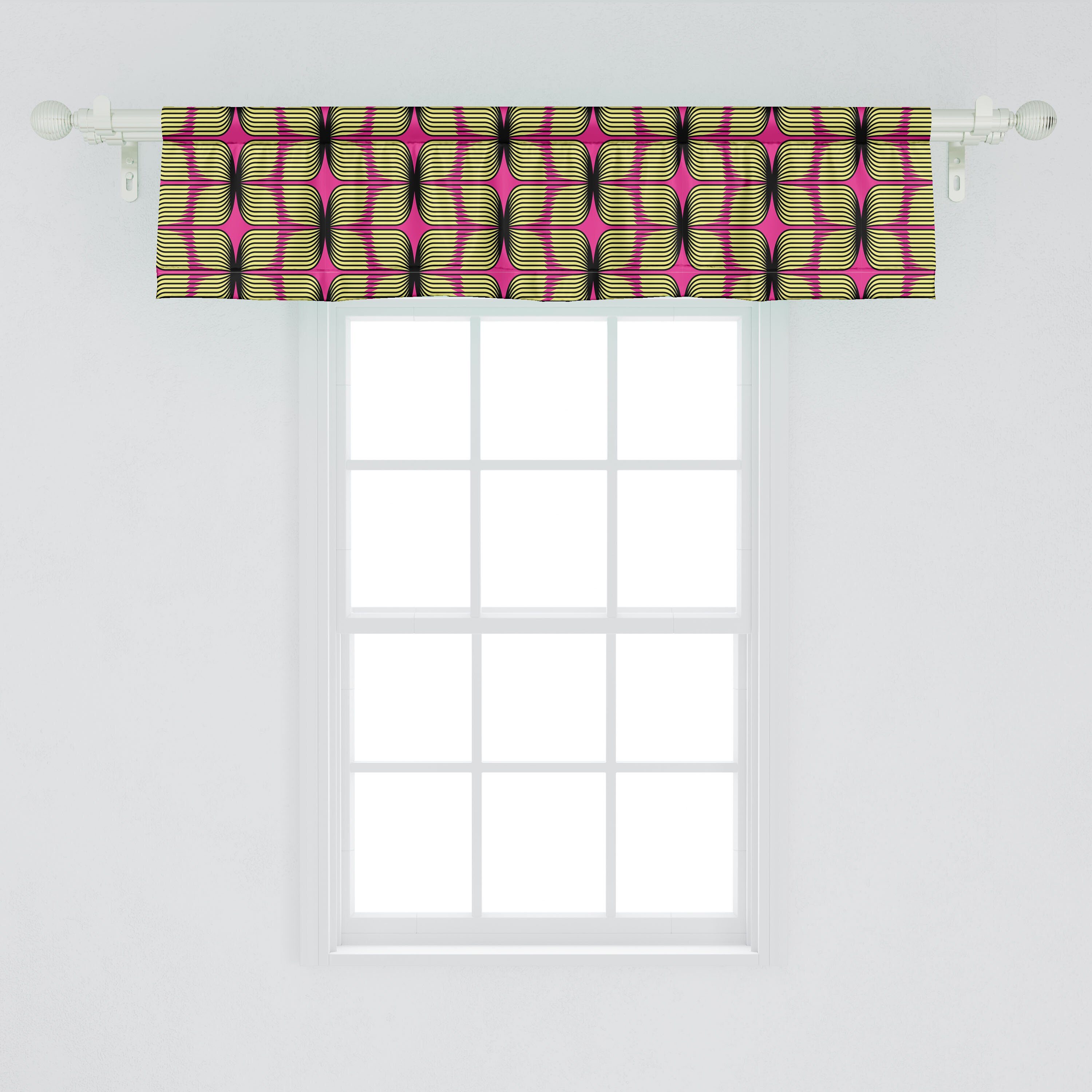 Scheibengardine Vorhang Schlafzimmer Retro mit Stangentasche, Volant Küche Abakuhaus, für Microfaser, Disco-Art-Plopp-Streifen Dekor