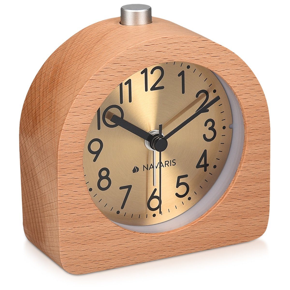 Navaris Wecker Analog Holz Wecker mit Snooze, Retro Uhr Halbrund/Quadrat günstig online kaufen