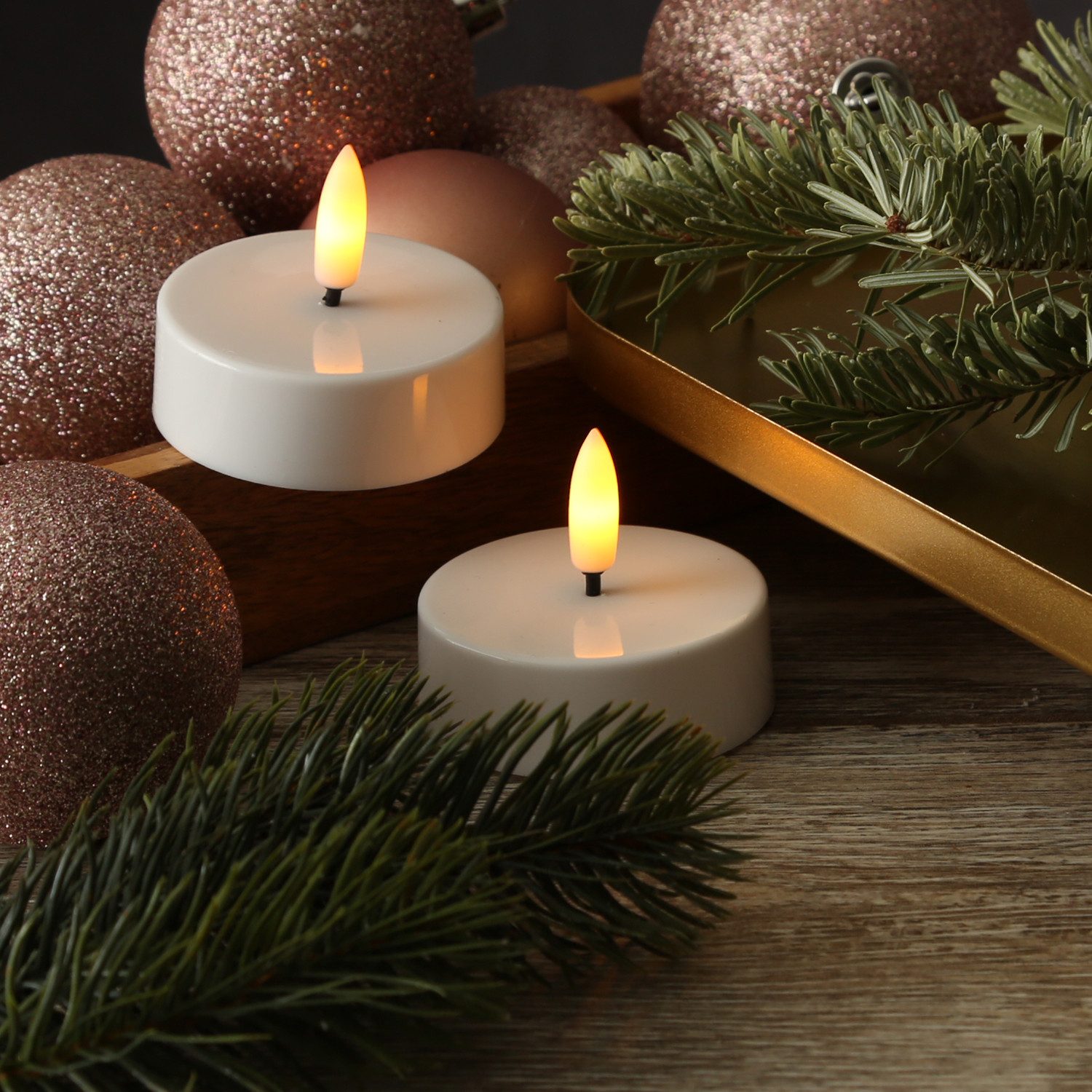 Adilina LED-Kerze LED Maxi Teelichter Kunststoff 3D Flamme Timer D: 5,8cm w günstig online kaufen