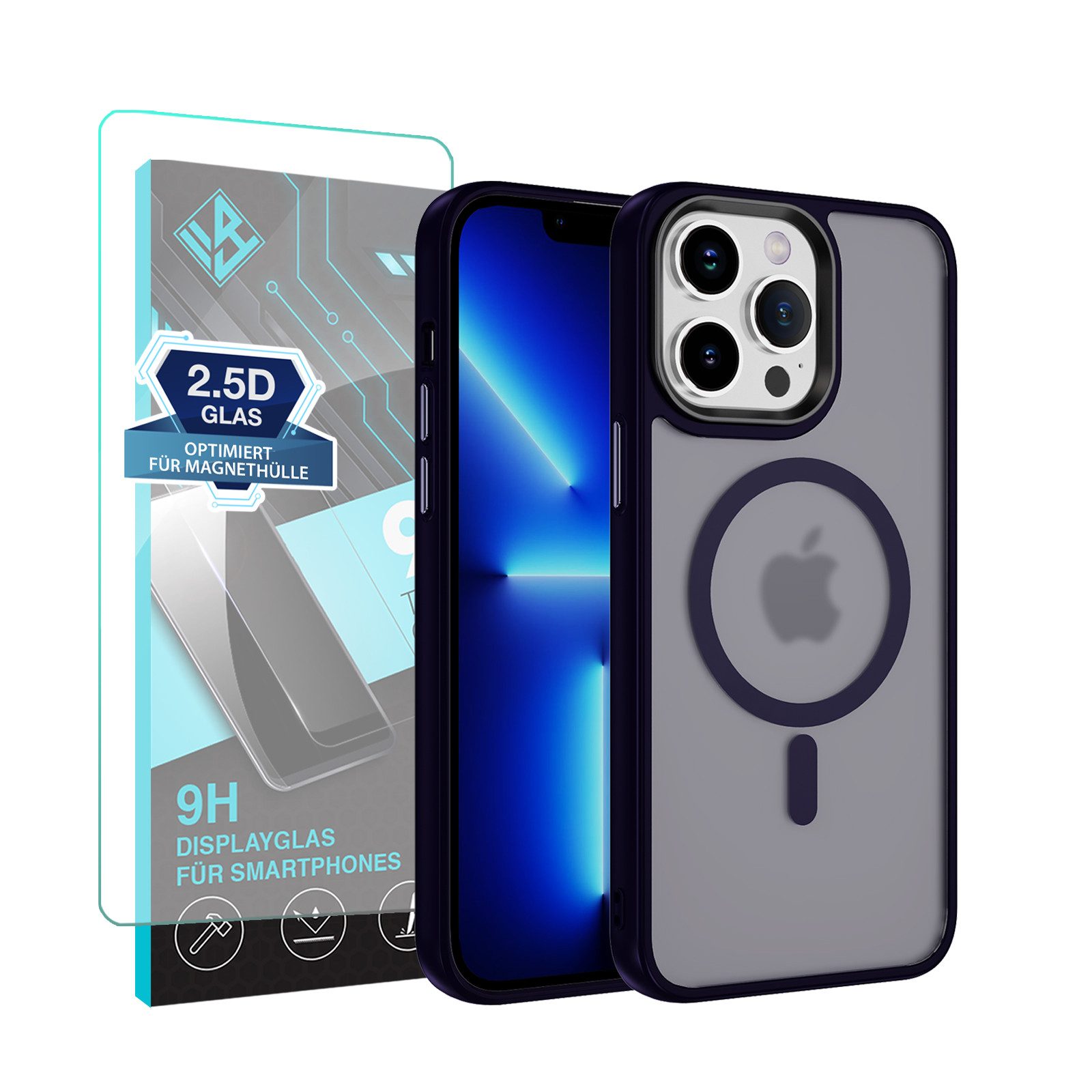 Tec-Expert Handyhülle Magnet Hülle für Apple iPhone 13 Pro 6.1 Zoll, 6.1, kompatibel zu Magsafe magnetisches Laden 9H Displayglas