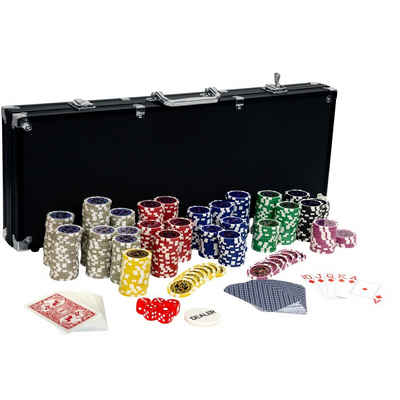 GAMES PLANET Spiel, »GAMES PLANET® Pokerkoffer aus Aluminium«, Pokerset aus Aluminium mit 500 12g Laser-Chips mit Metallkern, Silver oder Black Edition