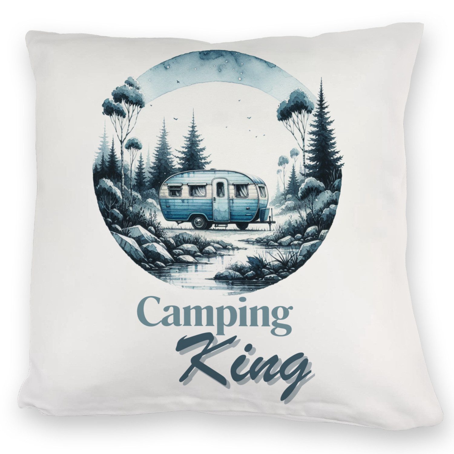 speecheese Dekokissen Camping King Wohnwagen Kuschelkissen