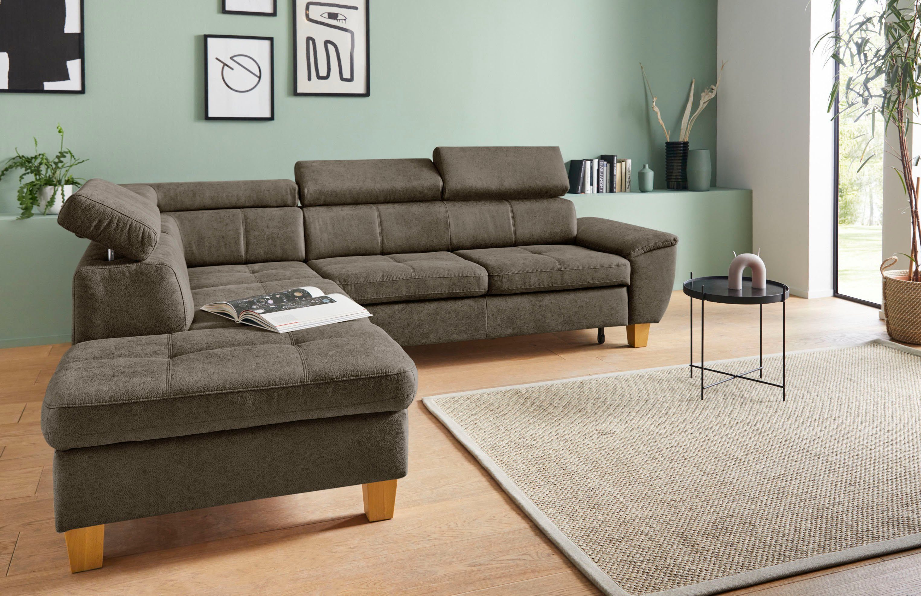 exxpo - sofa fashion Ecksofa Enya, inklusive Kopfteilverstellung, wahlweise Bettfunktion und Bettkasten