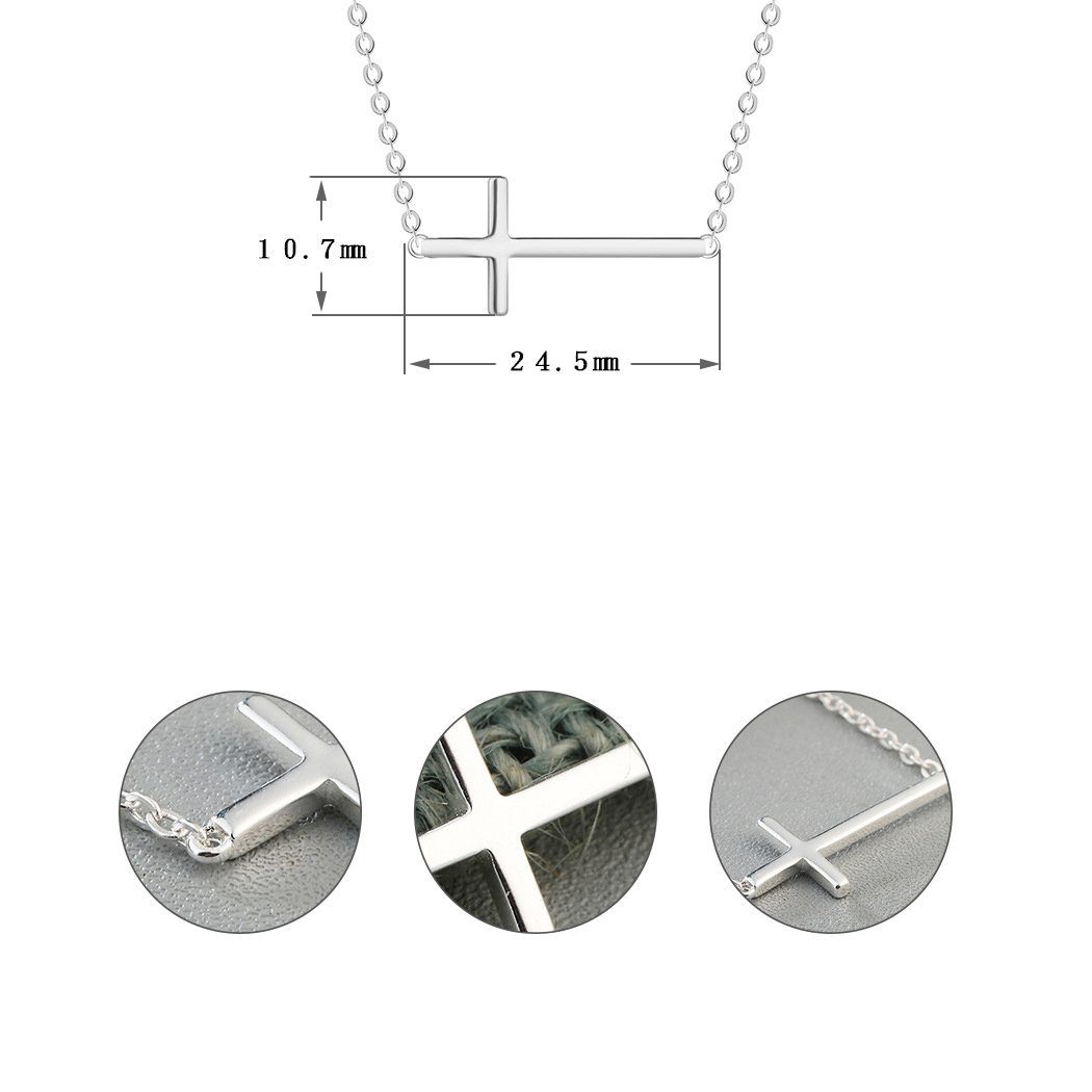 inkl. SMK-07 S925 mit Silber, aus Geschenkbeutel Sterling und Color Anhänger Halskette Design (Kreuzanhänger), Kreuz Anhänger Kette