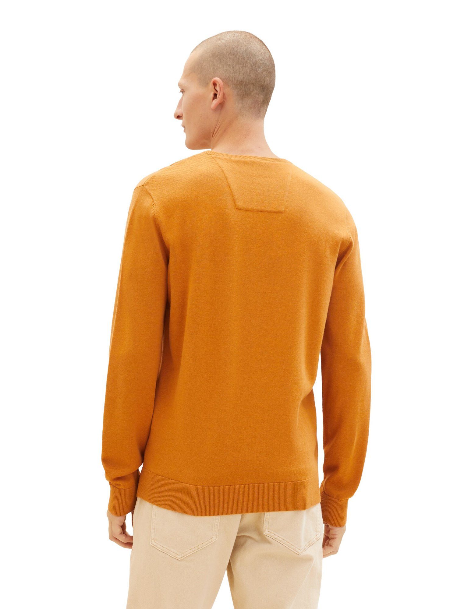 Rippbündchen meliert Sweatshirt mit Sweatshirt TOM TAILOR Pullover (1-tlg) orange