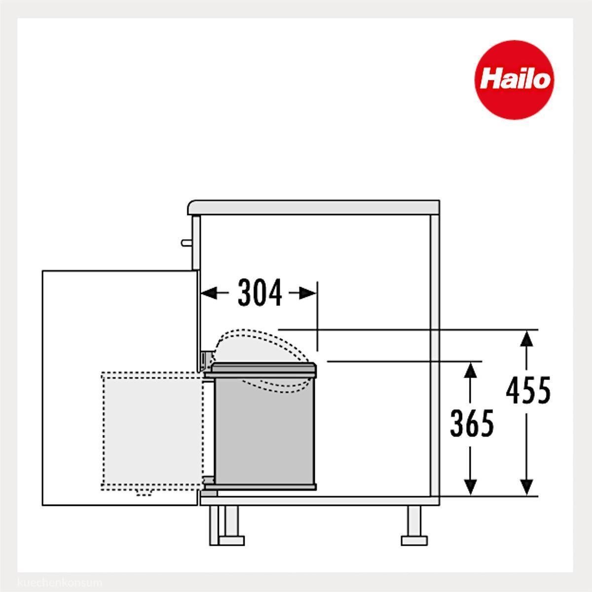 Hailo Einbaumülleimer Hailo Abfallsammler 3515071 MO Swing sg Mono 15 Liter dunkelgrau, für Schrankbreite ab 400 mm mit Drehtür – Bild 4 von 5