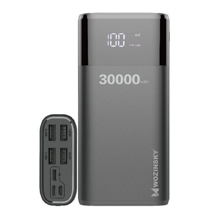 cofi1453 Powerbank 30000mAh mit 4 Output USB Schnellladung Max 4A Akkupack mit LED Anzeige Externes Ladegerät für Handy Tablet Smartphone Powerbank 30000 mAh