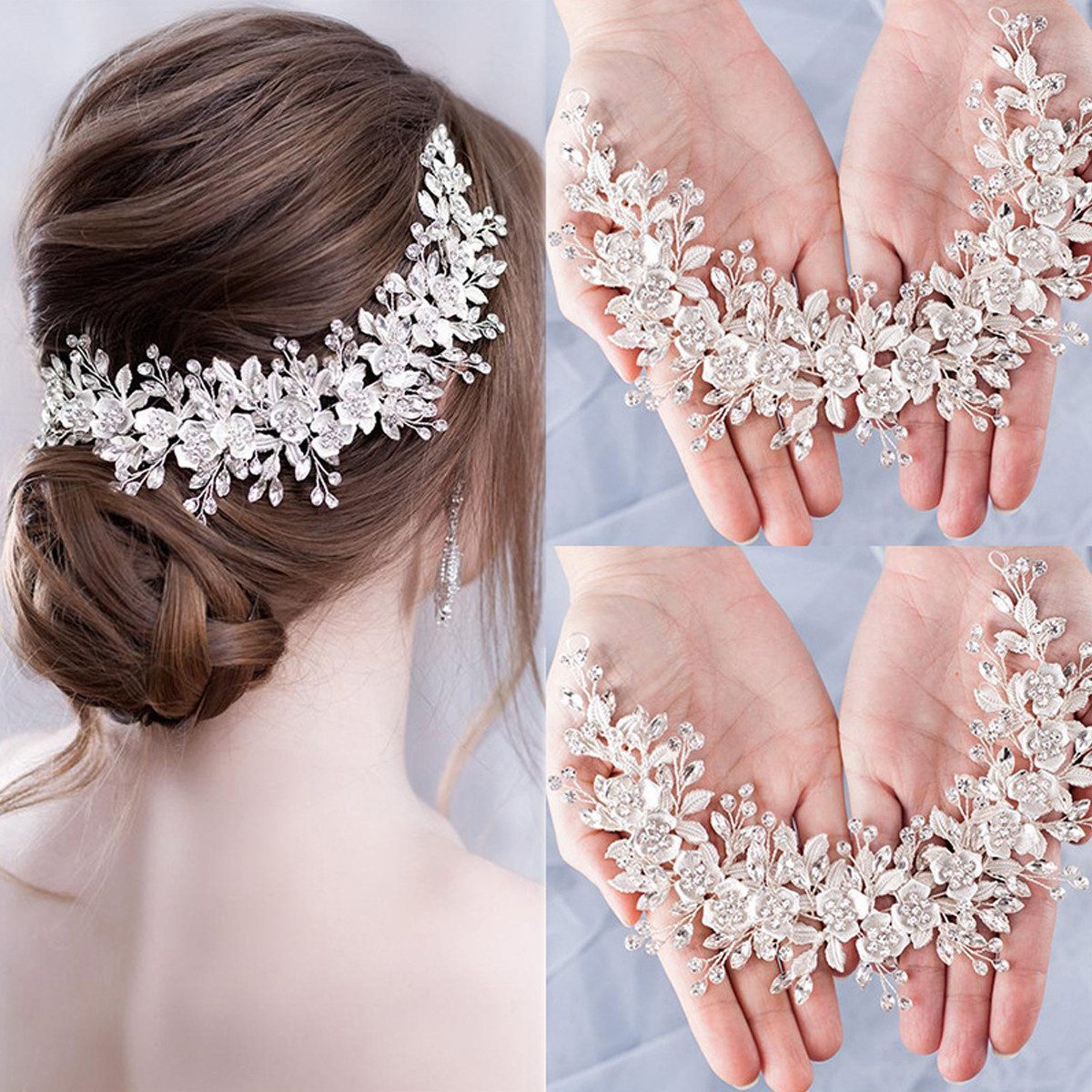 LIANNA Haarspange Haarschmuck, Hochzeit für Frauen,Braut Haar,Haarnadeln, Set, 1-tlg., Haarkamm für jeden festlichen Anlass, Blumen-Stirnband Hochzeit, Strass, Blume, Braut-Tiara