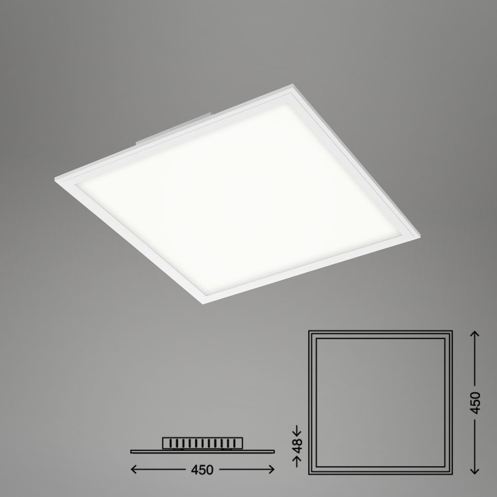 Briloner Leuchten LED Deckenleuchte 7179-016, Dimmfunktion, LED fest integriert, 2700K - Extra-Warmweiß, Deckenlampe, 44,5x44,5x6cm, Weiß, 24W, Wohnzimmer, Schlafzimmer, Flur