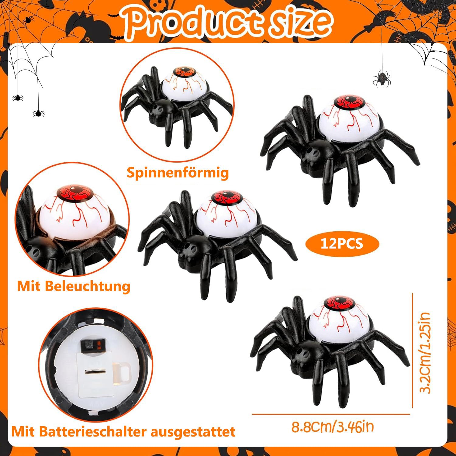 Coonoor LED-Kerze 12 Stück Halloween Spinne günstig online kaufen
