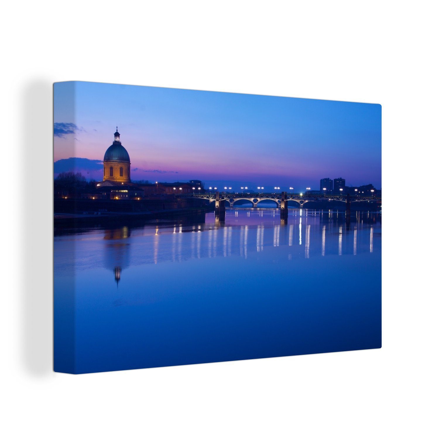 OneMillionCanvasses® Leinwandbild Toulouse - Frankreich - Blau, (1 St), Wandbild Leinwandbilder, Aufhängefertig, Wanddeko, 30x20 cm | Leinwandbilder