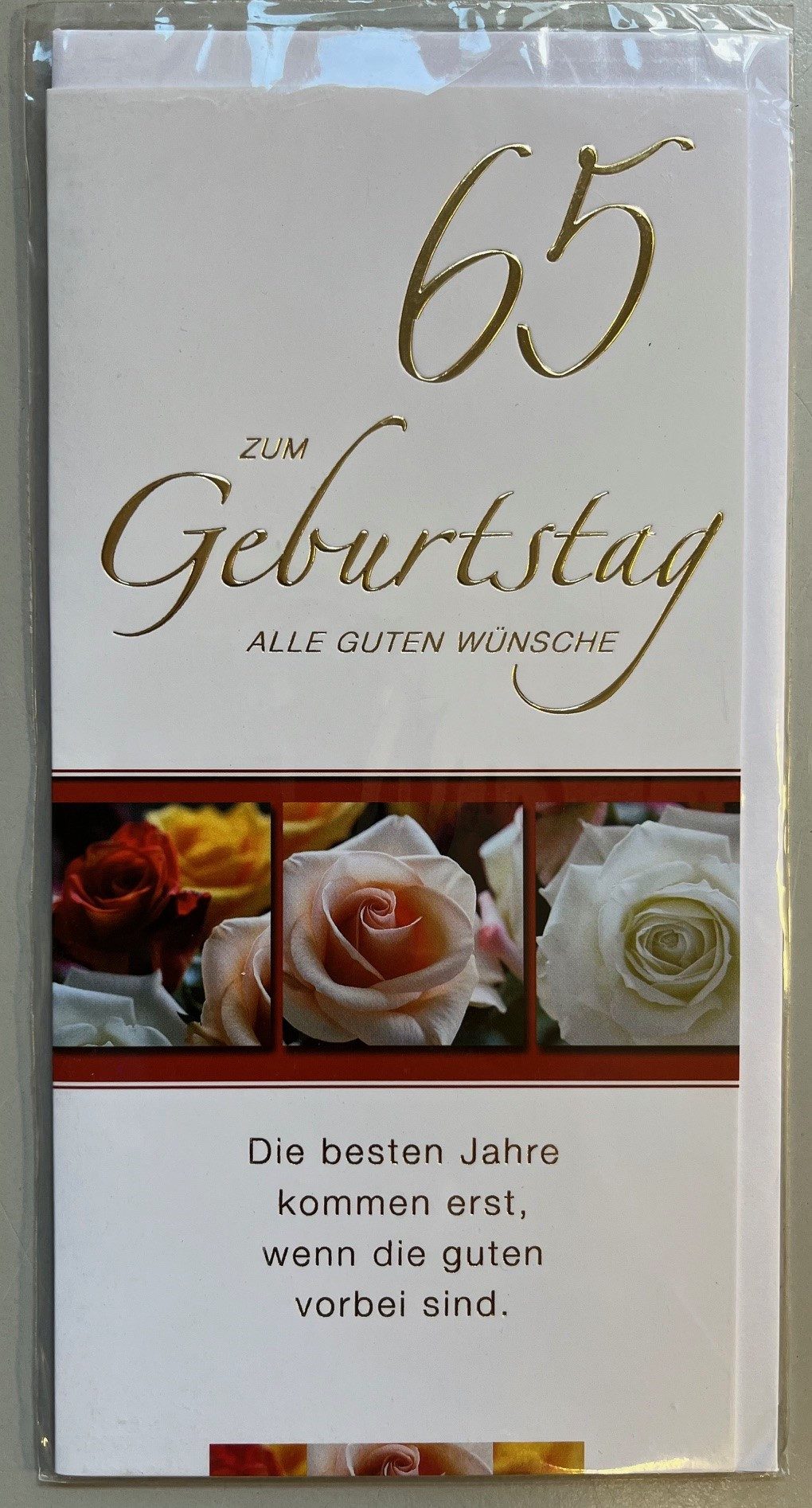 Grußkarten 65. Geburtstag Glückwunschkarte lang mit