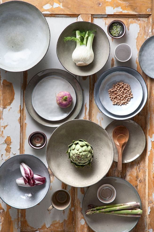 Mica Decorations Suppenteller Mica Schale Tabo grau, Ø 20 cm x 6,5 cm