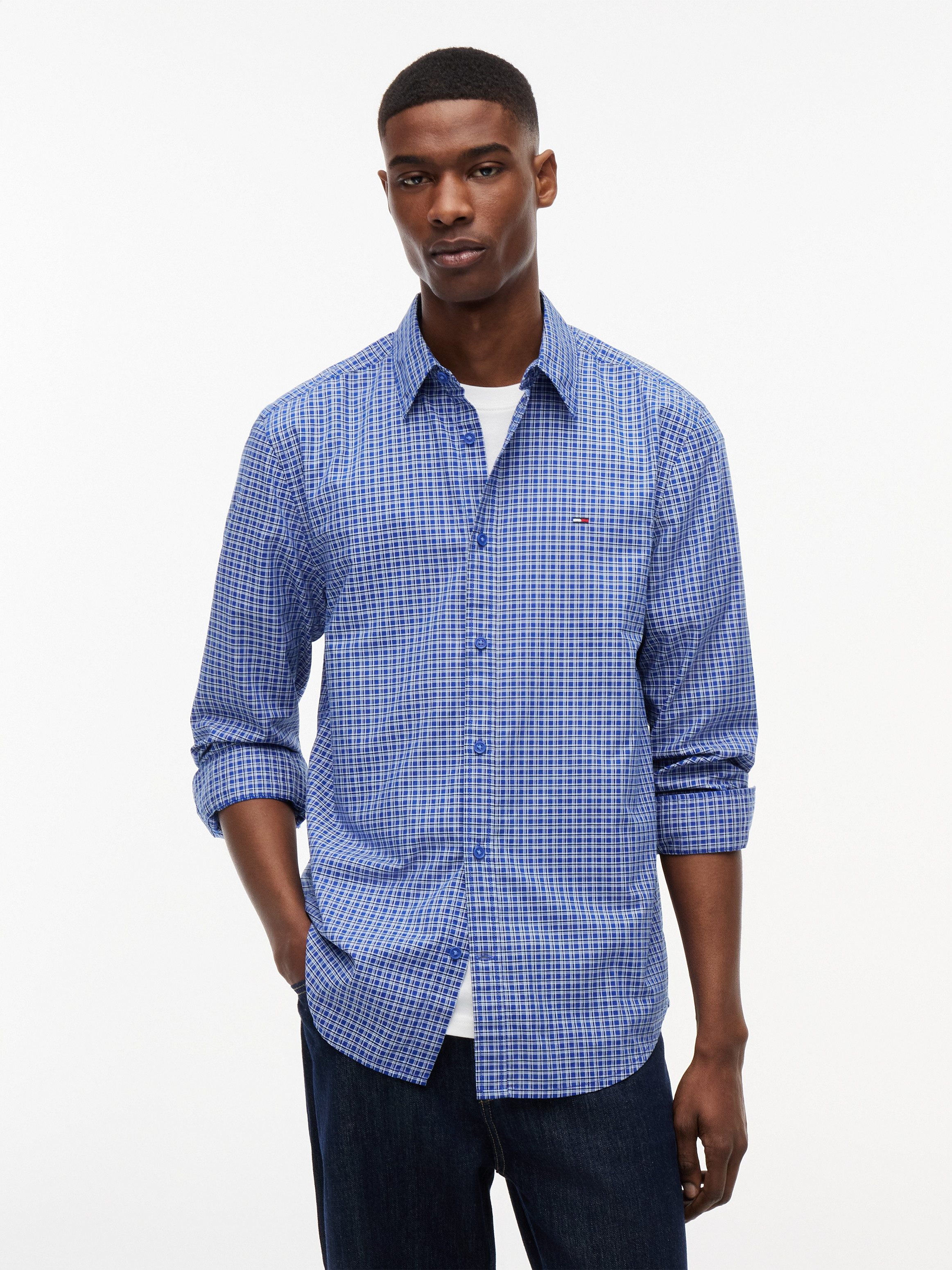 Tommy Jeans Langarmhemd TJM REGULAR POPLIN PATTERN