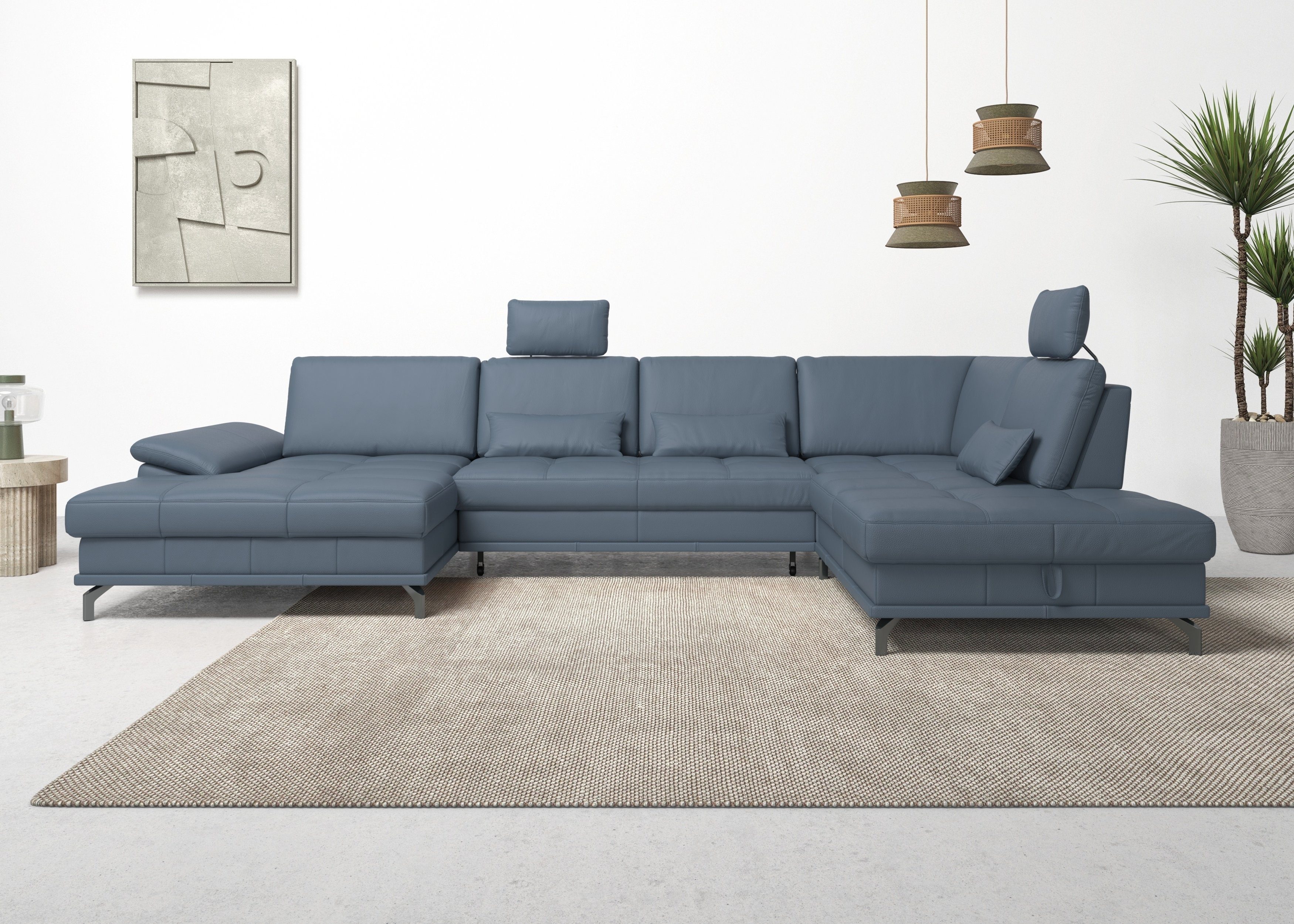 OTTO home Wohnlandschaft Costello U-Form, B: 363 cm mit Sitztiefen-, Armteilverstellung &, 3 Nierenkissen, optional Bettfunktion & Bettkasten