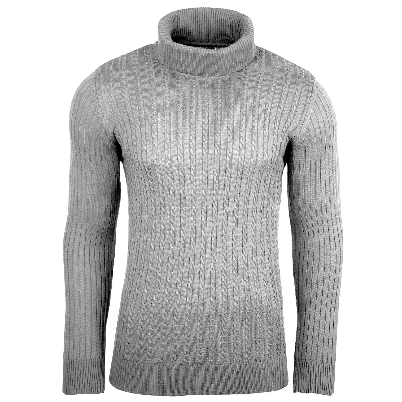 Strickpullover Feinstrick Grau BB-1732 Herren BAXBOY Pullover Rollkragen Baxboy