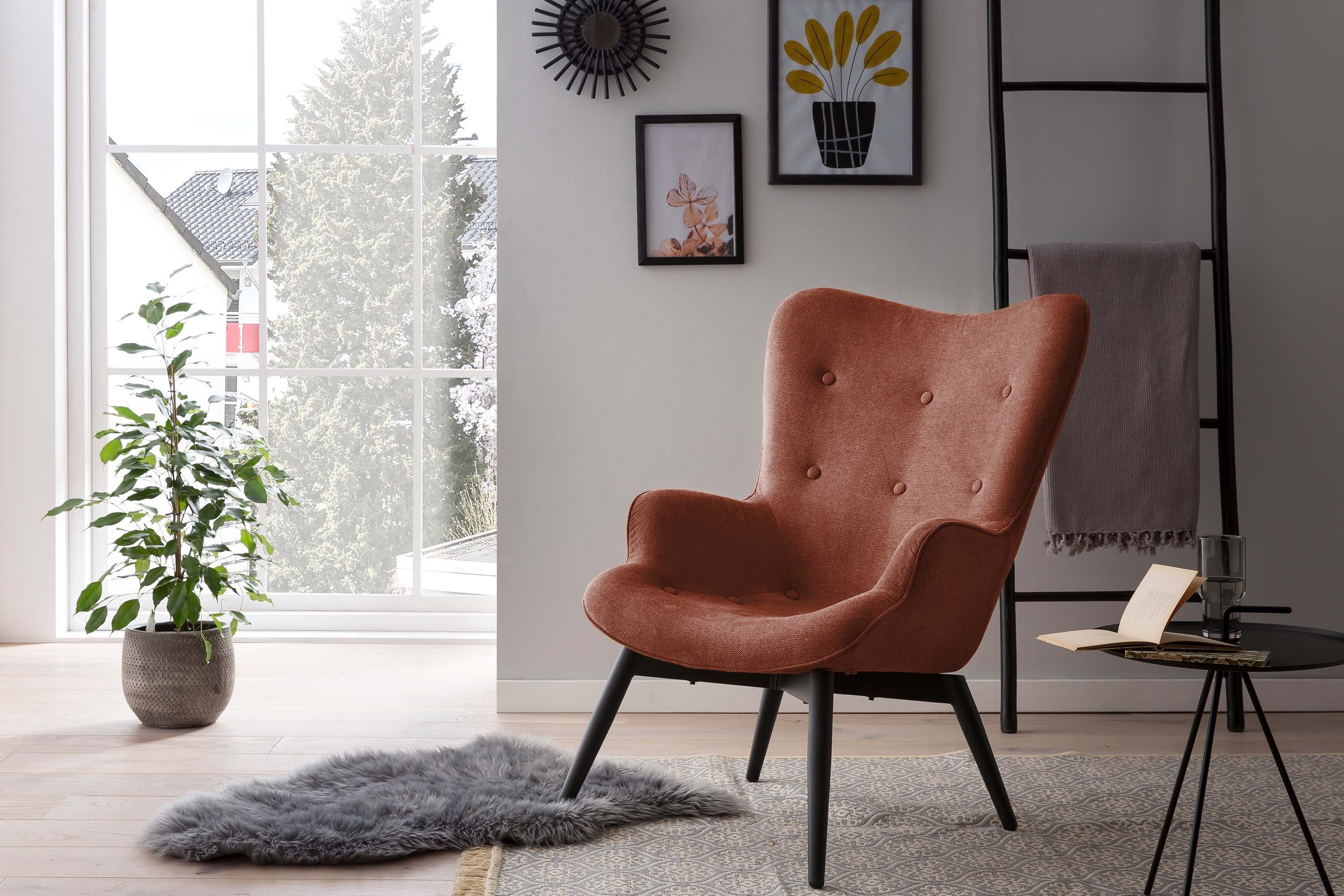 Sessel Relax-Sessel kupfer im Living GMD Design skandinavischen (1-St), HELSINKI