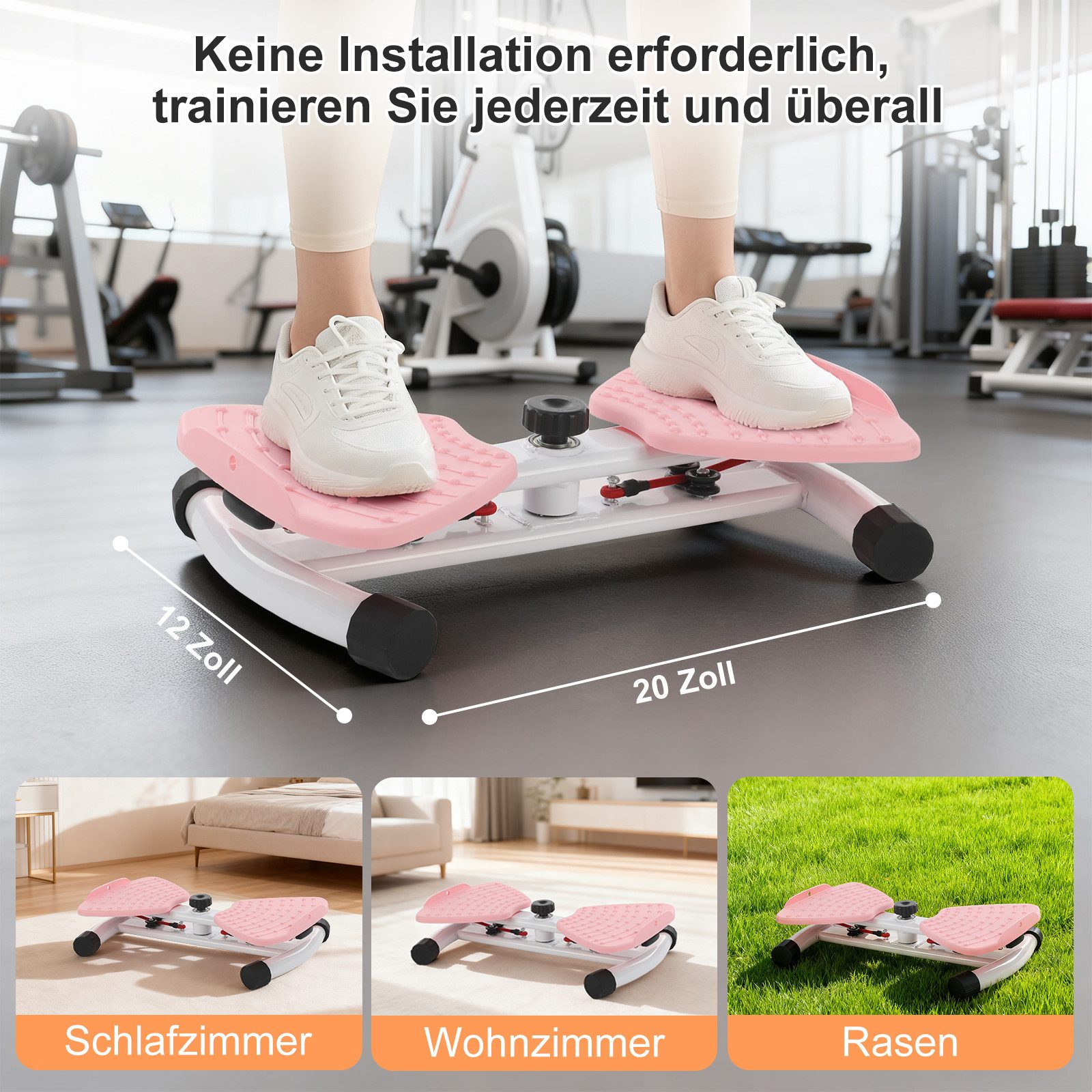kehot Multitrainer Drehbarer Twister mit Zugbändern, Fitness-Twist-Board für Training, (Stabile Konstruktion mit 90° Rotation für Vielseitige Übungen, Große Rutschfeste Trittfläche 52×32 cm, bis 150 kg belastbar), Inklusive 2 Zugbändern & Anleitung – Ideal für Heimtraining