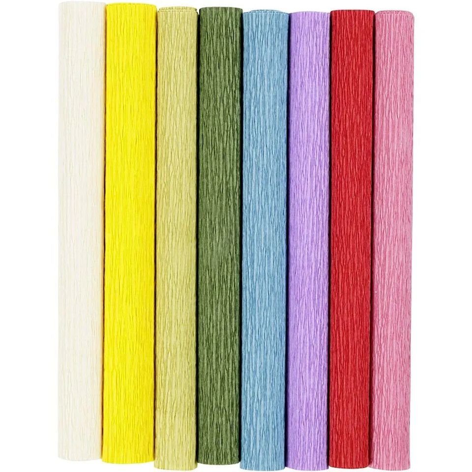 Creotime Kreativset Krepppapier Bastelset 25x60cm 105g, 8 Rollen
