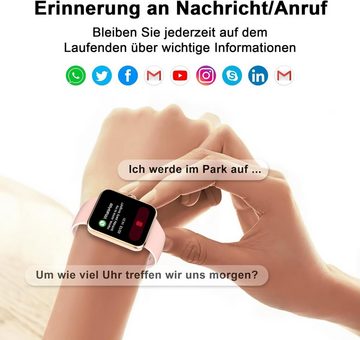 blackview Smartwatch Damen Fitnessuhr, Armbanduhr mit Pulsmesser Smartwatch (1.52 Zoll, Android iOS), mit Pulsmesser Schlafmonitor Musiksteuerung SpO2, Schrittzähler