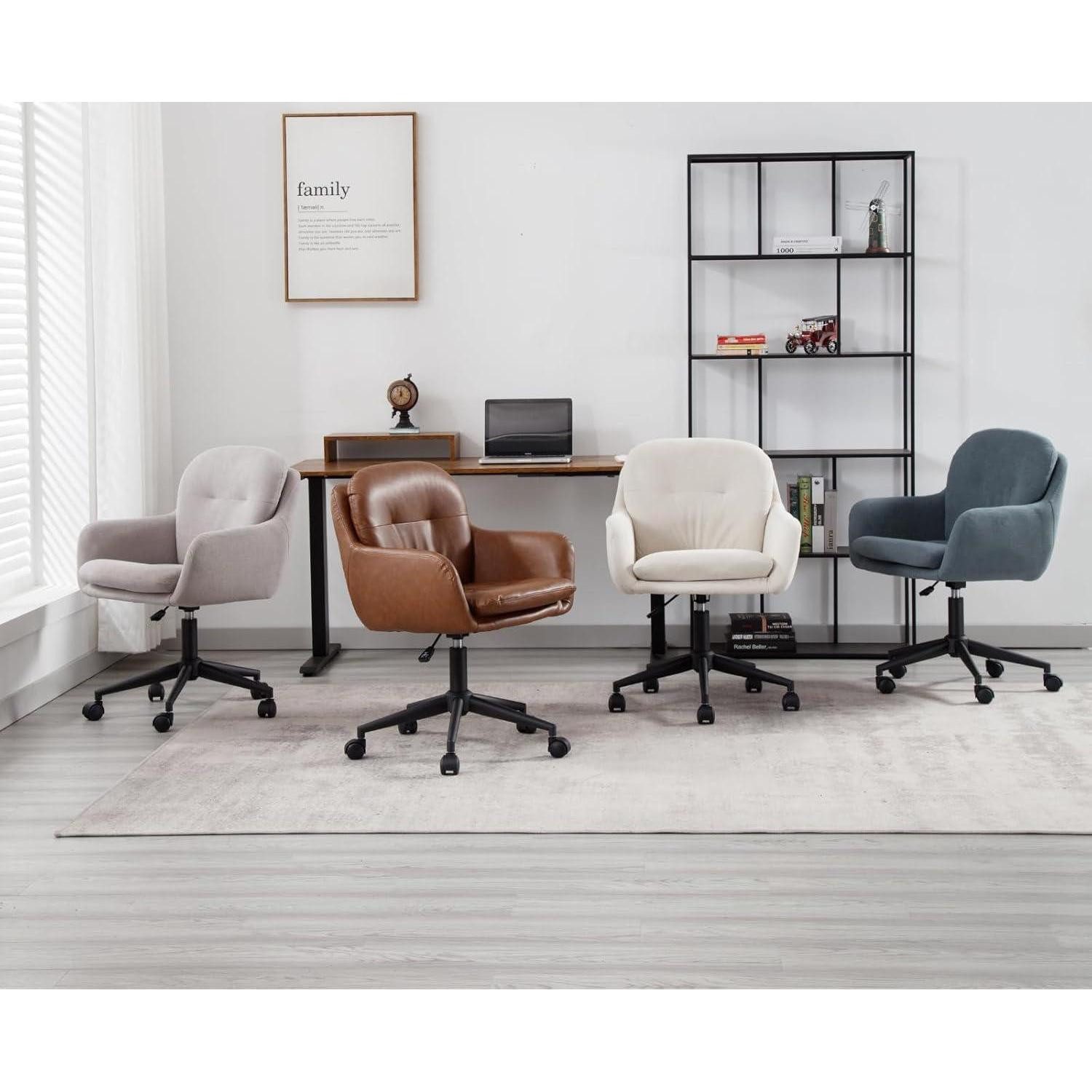 LuxusKollektion Schreibtischstuhl Moderner Chenille Bürostuhl mit Armlehnen, verstellbar, Beige