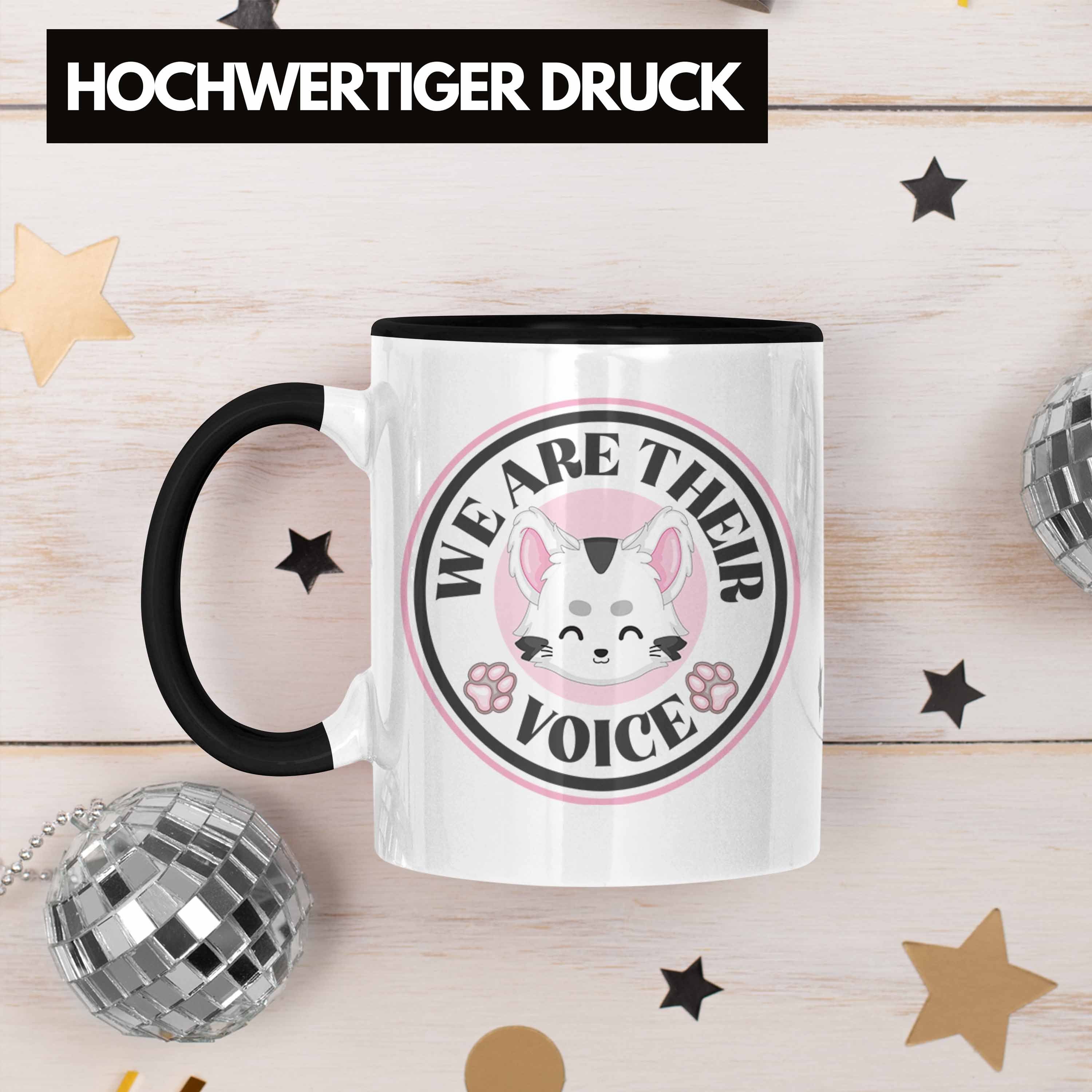 Schwarz Tierschützer Tasse Trendation Geschenkidee Geschenk Their Statement Veganer Voice Tierschutz Trendation - Are Vegetarier We Tasse