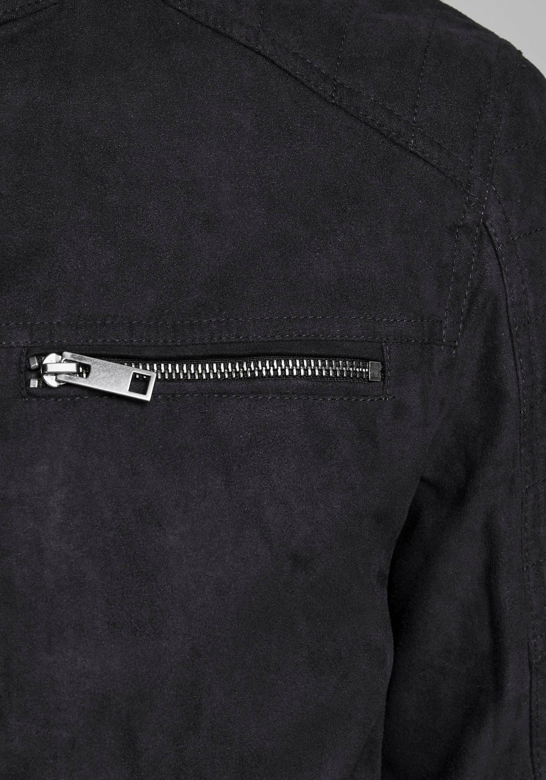 Jack & Jones Lederimitatjacke JJEROCKY in Kunstlederoptik mit Reißverschlusstaschen unifarben, modisch, regular fit, Lederimitat