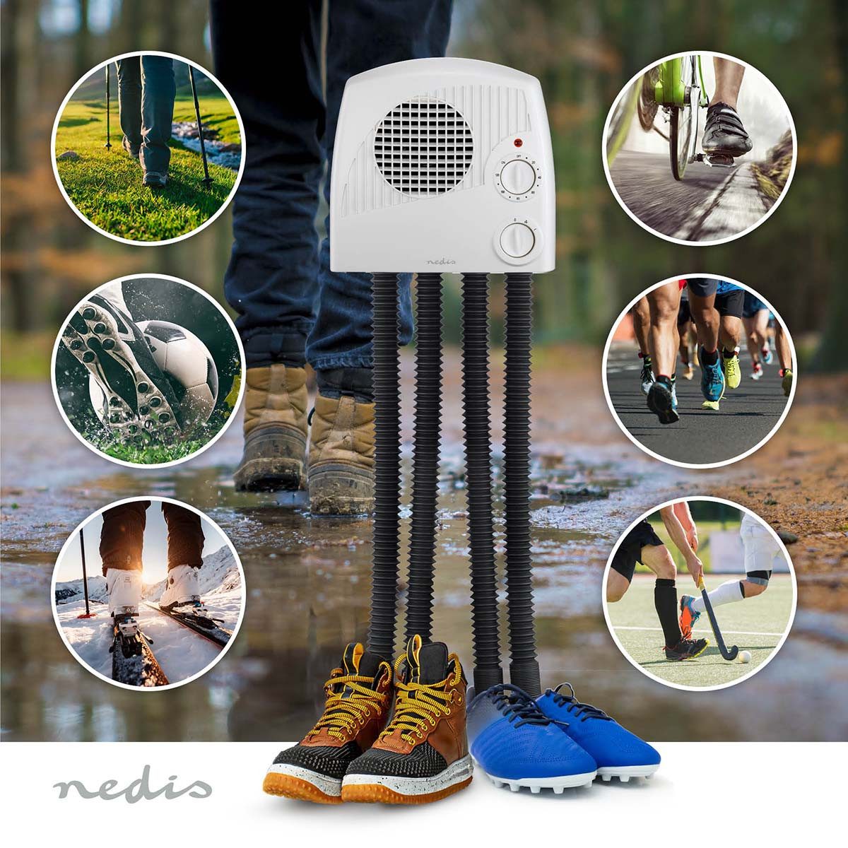 Nedis Schuhtrockner HTSH40WT, Warmluftstrom, einziehbare Rohre, für zwei Paar Schuhe gleichzeitig