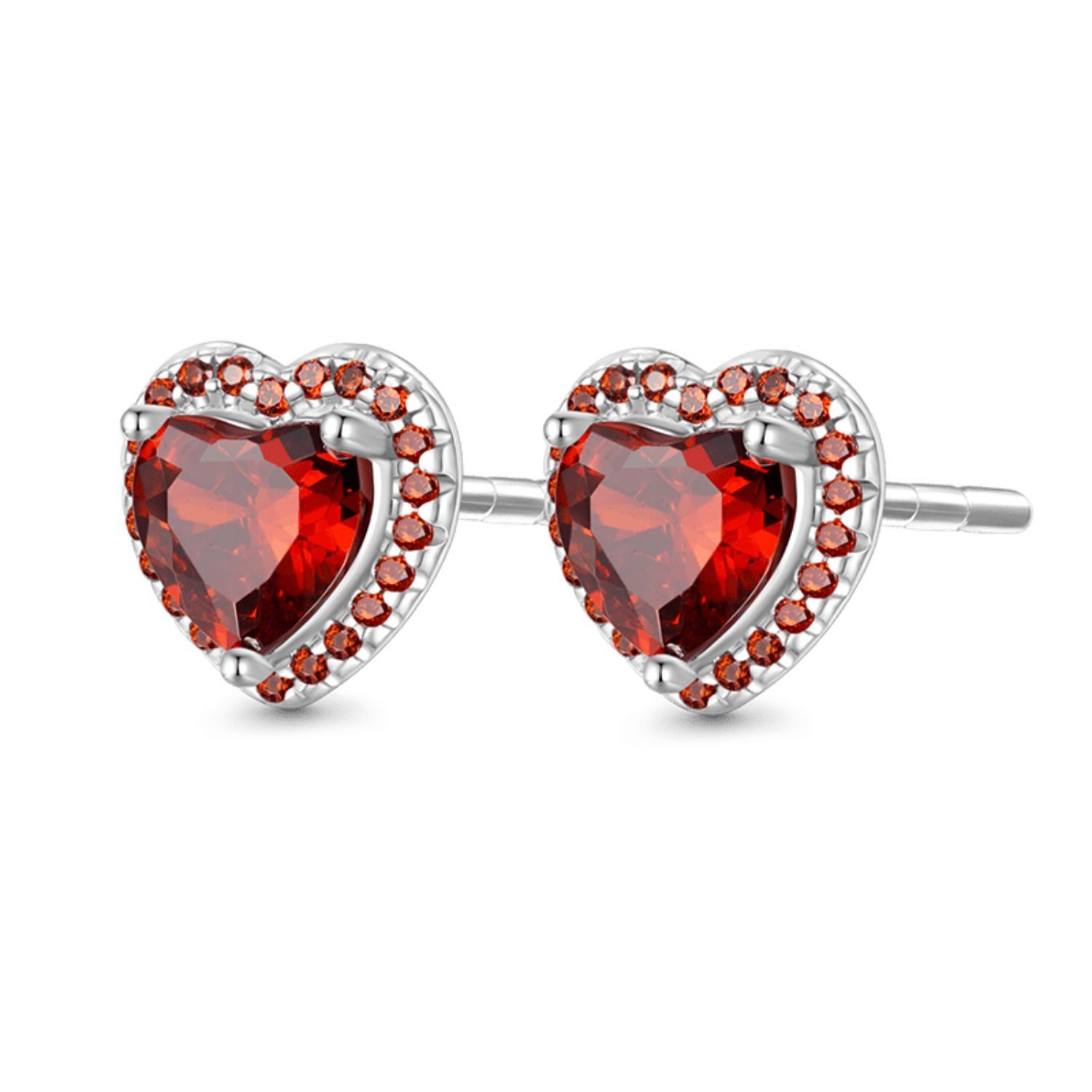 Gnoce Ohrring-Set Gnoce Ohrstecker Herzform rot Silber FDE077 günstig online kaufen