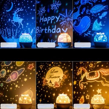 AKKEE LED Nachtlicht Kinder Sternenhimmel Projektor Lampe USB Aufladen 360° Drehbar, Modern, LED fest integriert, LED Nachtlicht Baby Projektionslampe mit 6 Projektionsfilmen