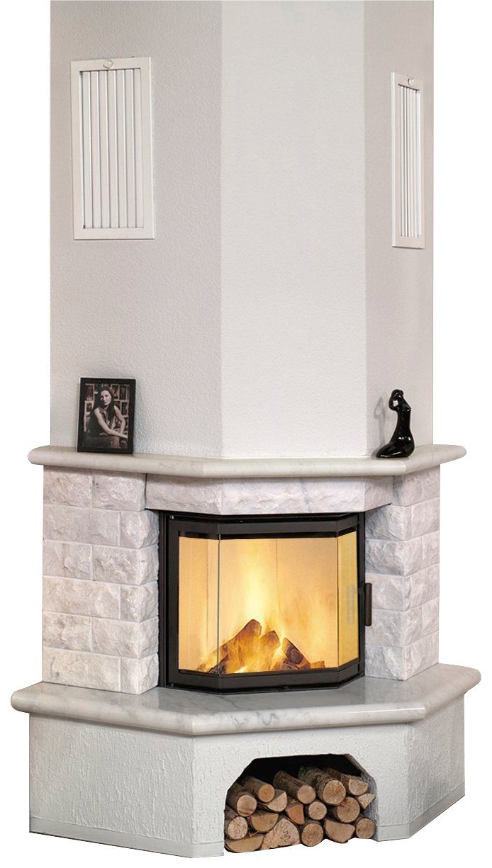 HARK Kaminbausätze »Vermont echter Mamor naturweiß«, 8 kW, Zeitbrand, Aufbaumaterial bis Raumhöhe 250cm inkl.