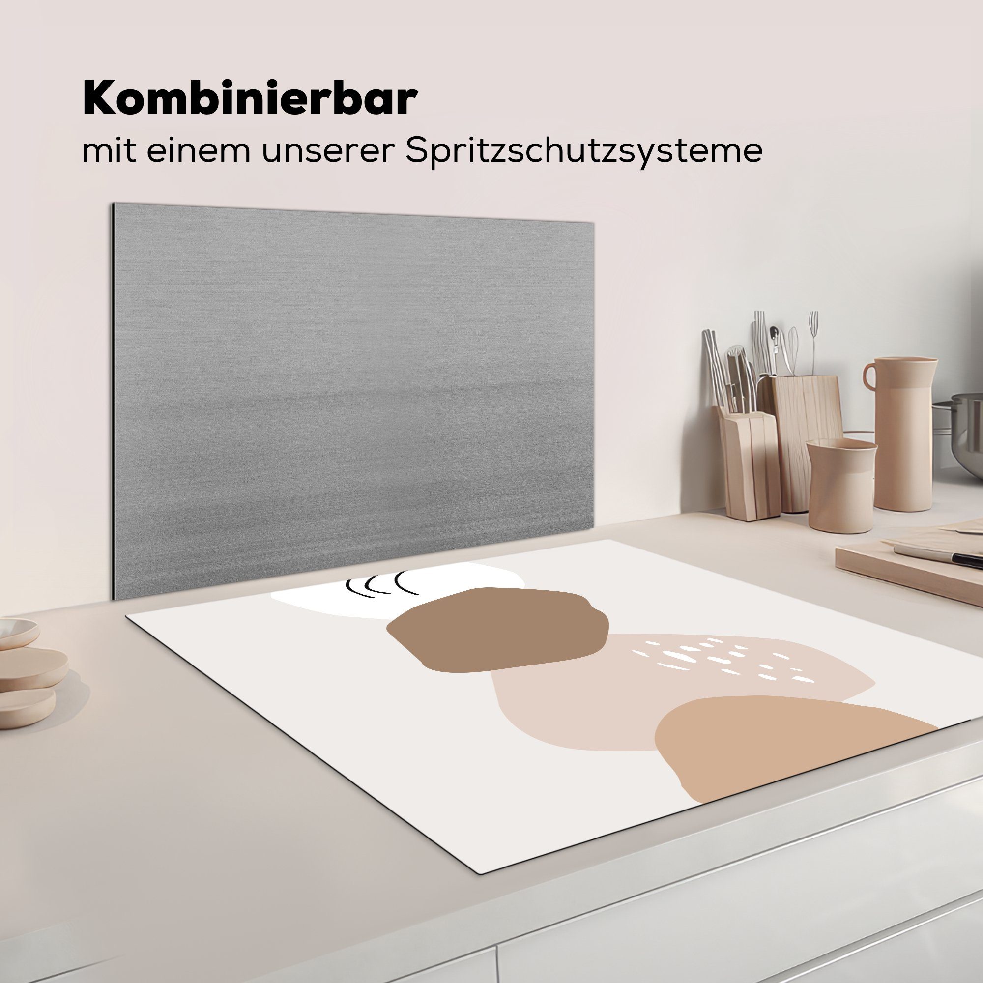 MuchoWow Braun, cm, Spot Arbeitsplatte Vinyl, (1 - tlg), Ceranfeldabdeckung, küche Herdblende-/Abdeckplatte 78x78 - Sommer für