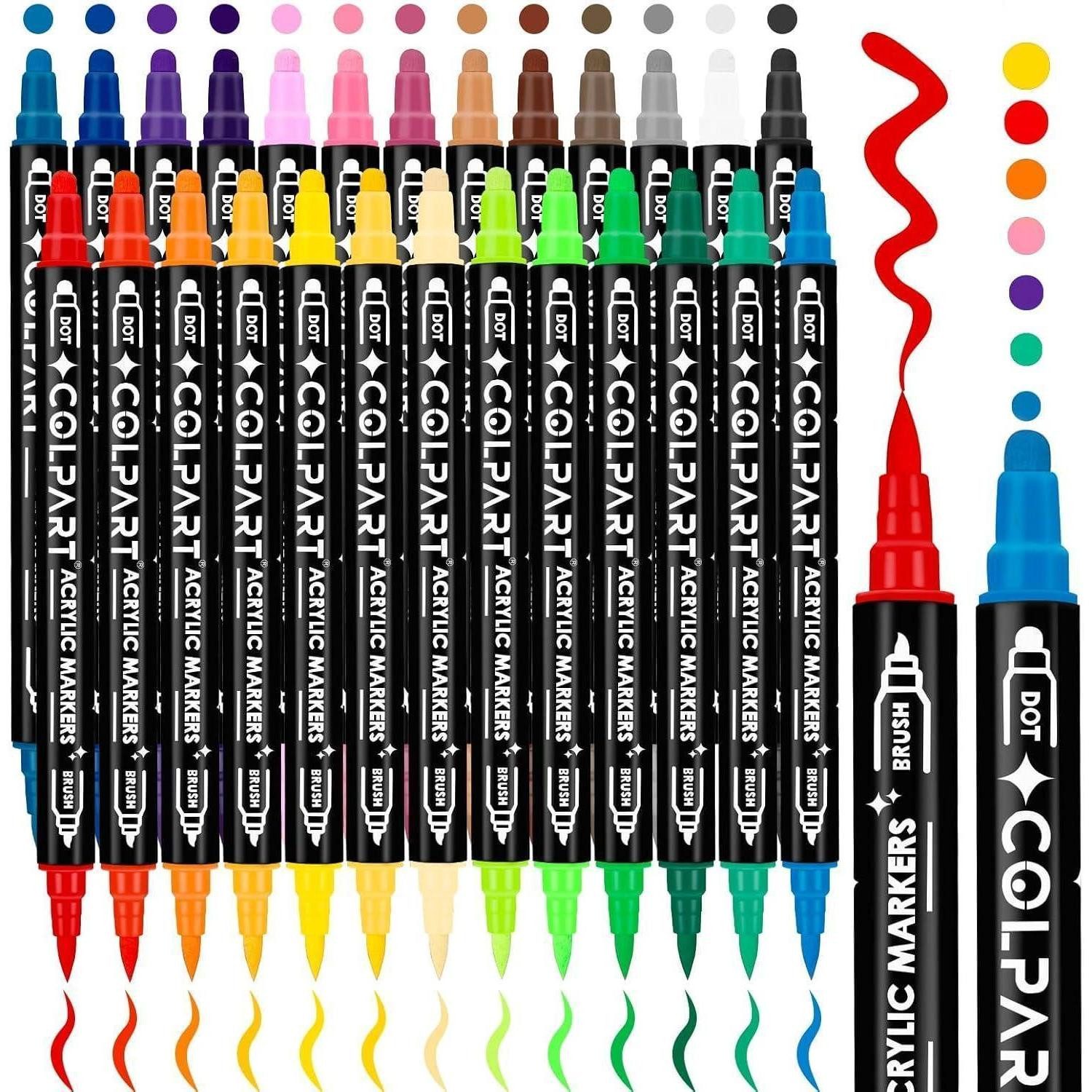 colpart Permanentmarker Acrylfarben Stifte Wasserfest 26PCS für Steine Bemalen Holz Metall