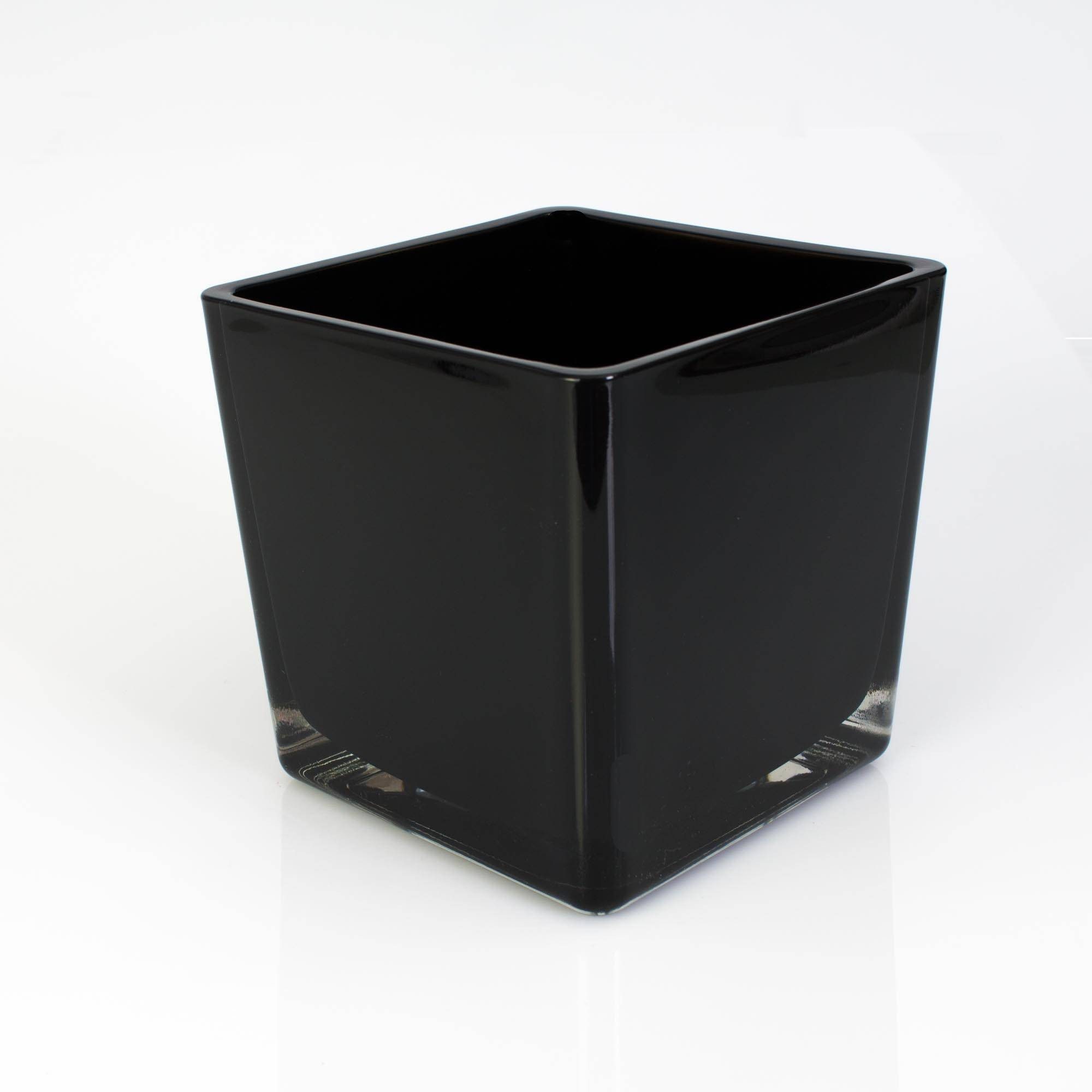 INNA-Glas Blumentopf Glas Übertopf Kim Earth, schwarz, 14x14x14 cm