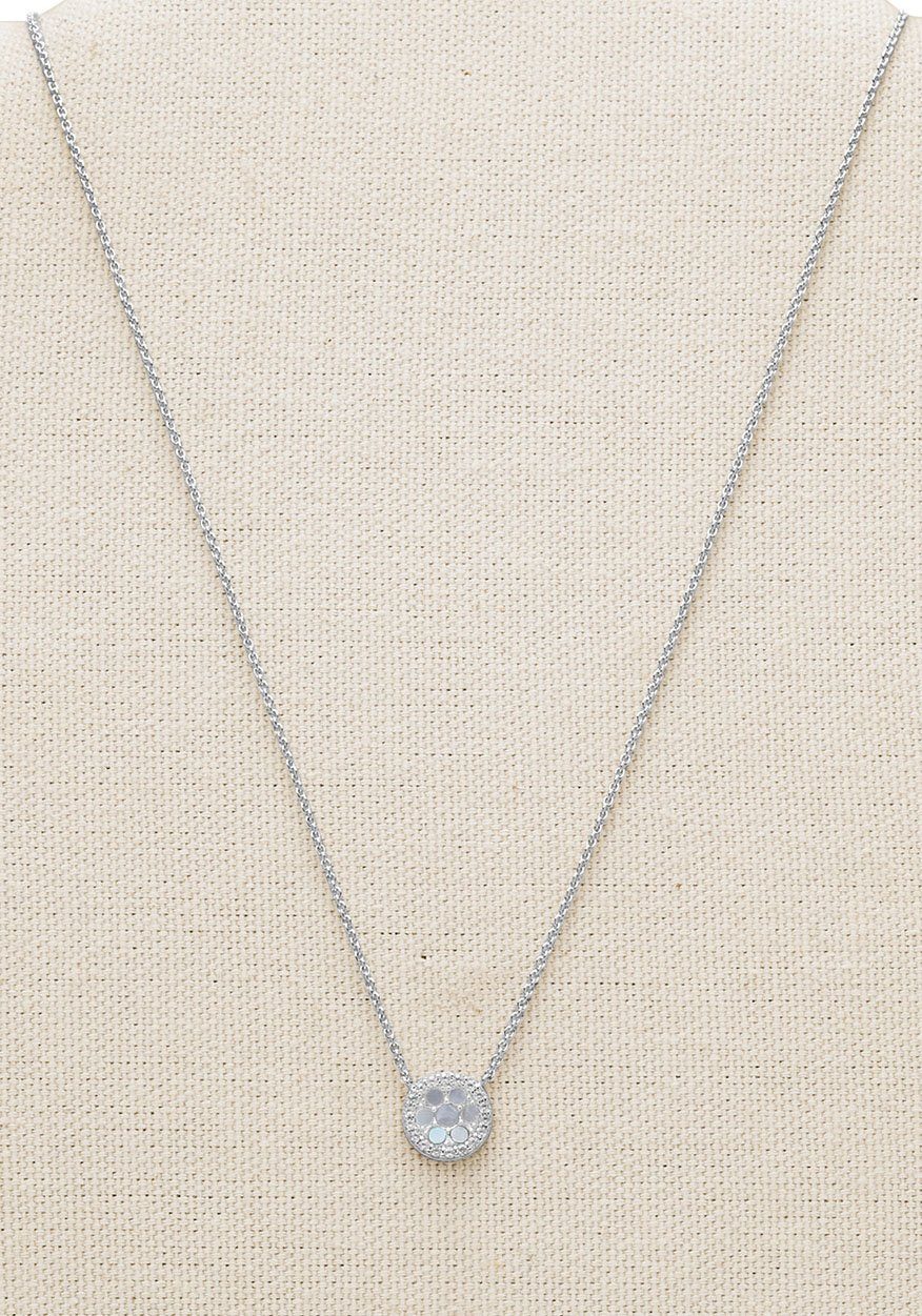 Fossil Kette mit Anhänger Schmuck Geschenk Silber 925 Halsschmuck, mit Perlmutt, mit Kristallstein