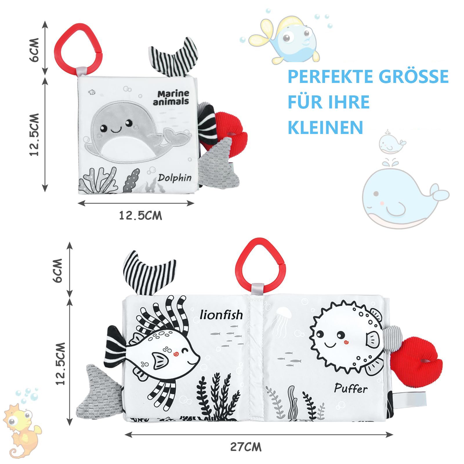 CLTYQ Greifspielzeug Stoffbuch für Babys,Bilderbuch aus Stoff mit Tiere, Le günstig online kaufen