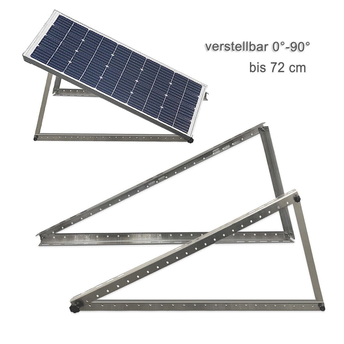 Zenit Energy GmbH Solarmodul-Halterung Quick bis 72 cm, (2x Montagedreieck, 6x Sterngriffe, 6x Flügelmuttern, flexibel durch div. Bohrungen und Langlöcher)