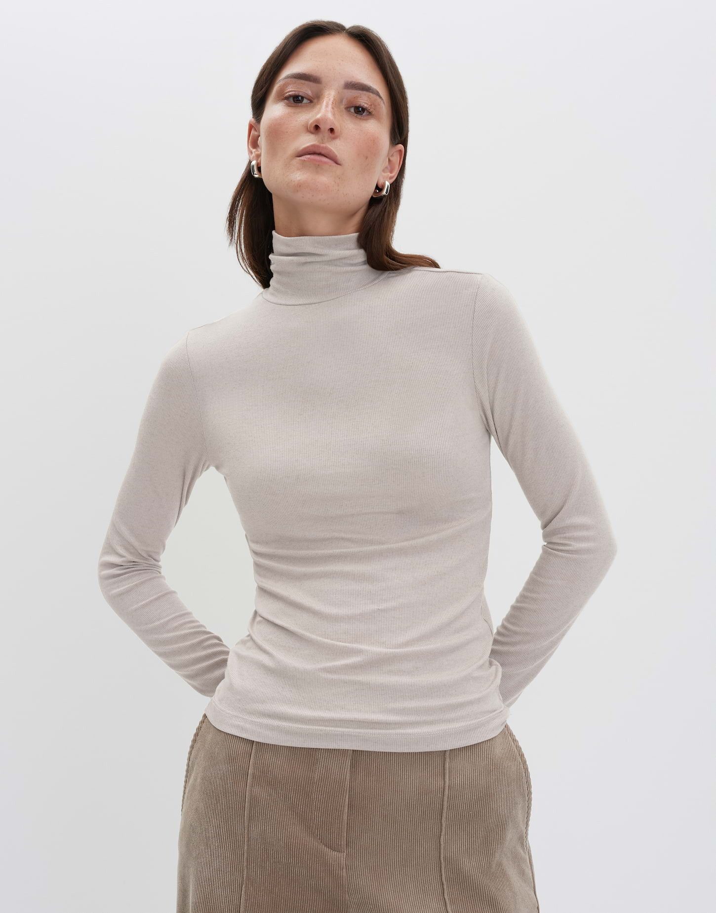 someday Longsleeve KAVERY mit Kaschmiranteil schmale Passform, figurbetont geschnitten, Mélange-Effekt
