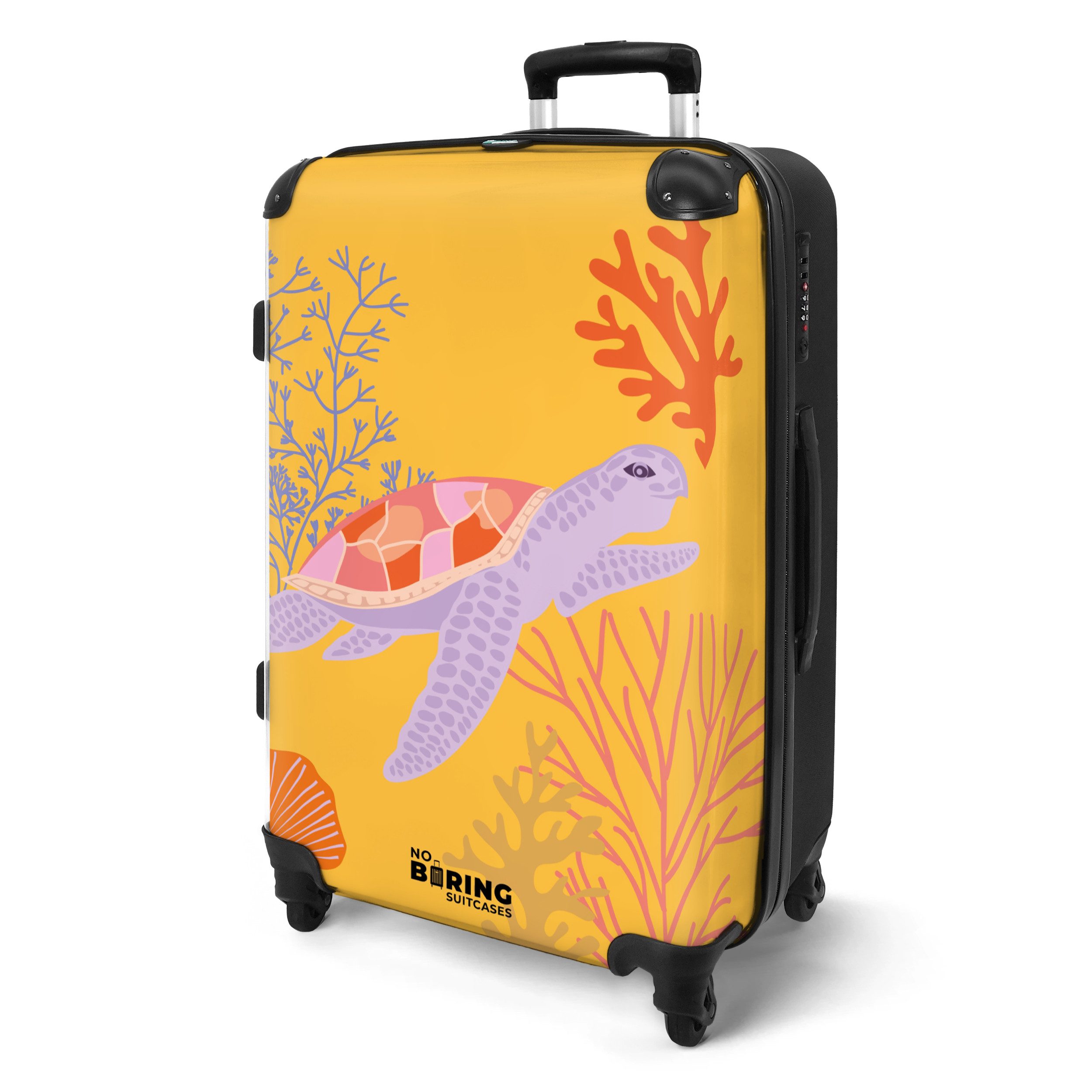 NoBoringSuitcases.com© Hartschalen-Trolley Gelb mit Schildkröte 67 günstig online kaufen