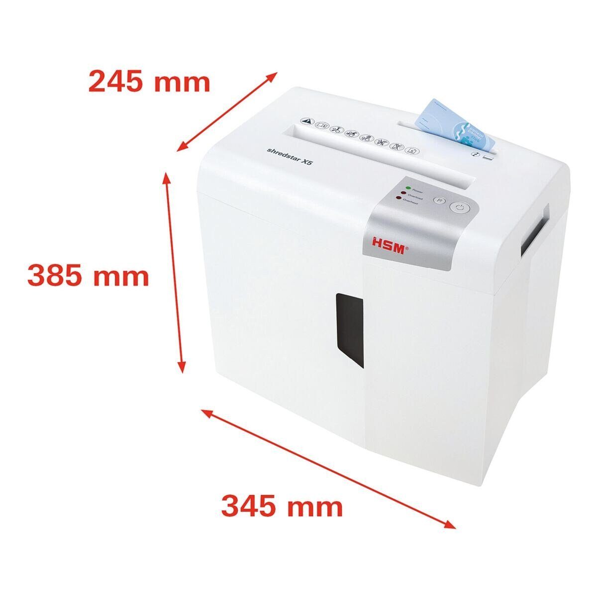 HSM Aktenvernichter shredstar x5, Partikelschnitt 4,5x30 mm, 5 Blatt, 18 Liter, 125 Watt
