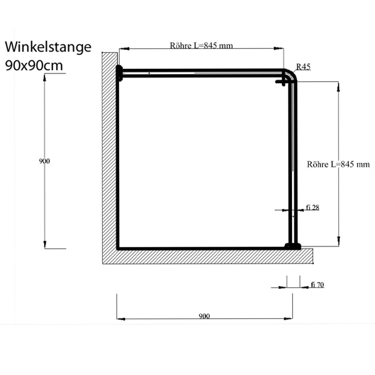 Ekershop Winkelstange Extra Dick! Alu Chrom glänzend 2er Duschvorhangstange günstig online kaufen