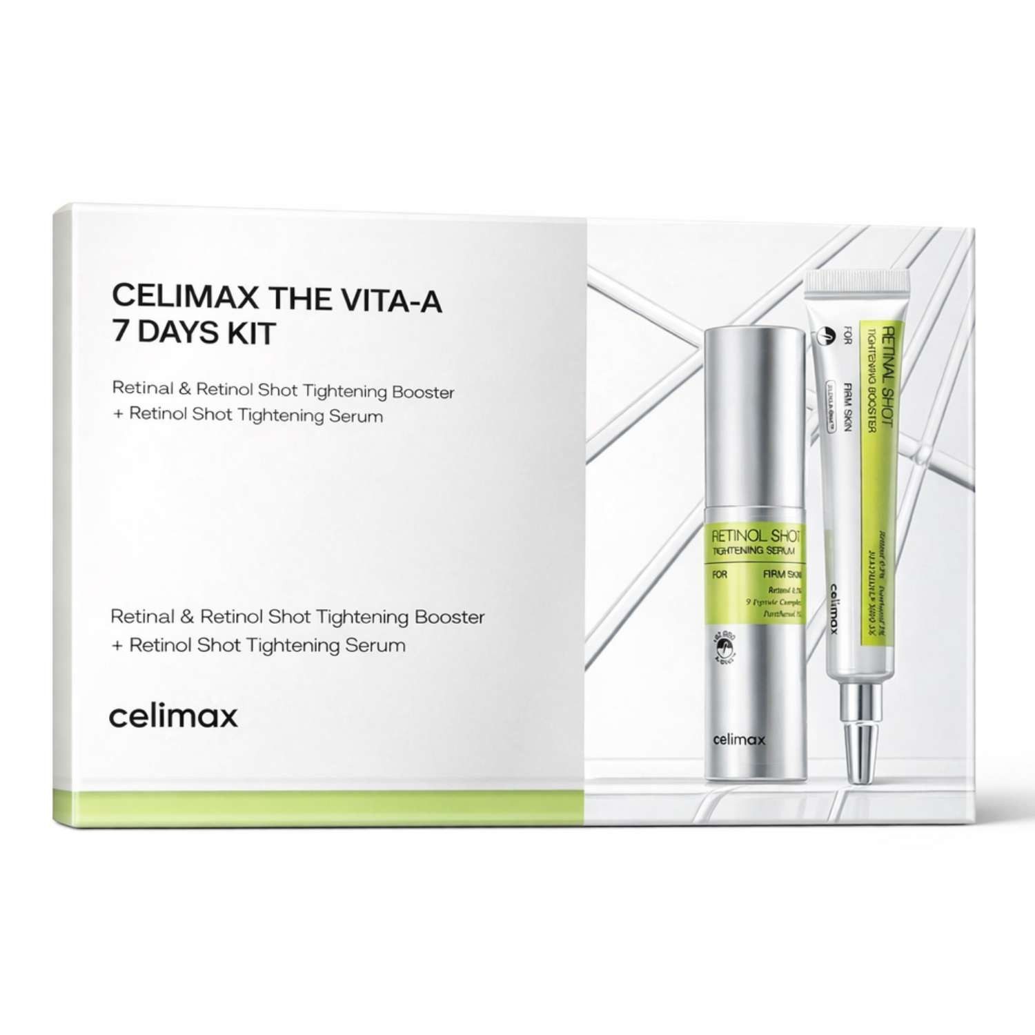 celimax Hautpflege-Set The Vita-A 7 Days Kit Retinal & Retinol – Vita-A Retinal Shot Tightening Booster + Retinol Shot Tightening Serum – Korean Anti-, Aging Serum Set gegen Falten & Poren – 7 Tage Pflegekur