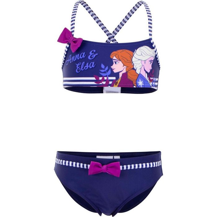 Disney Frozen Bustier-Bikini Die Eiskönigin Anna Elsa Kinder Bikini Gr. 104 bis 128