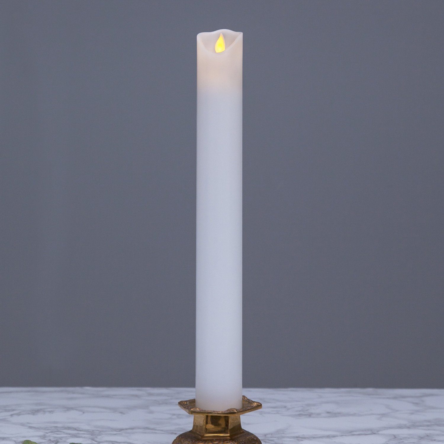 LED-Kerze Stumpenkerze Taufkerze Kirchenkerze Echtwachs H: 40cm Timer weiß