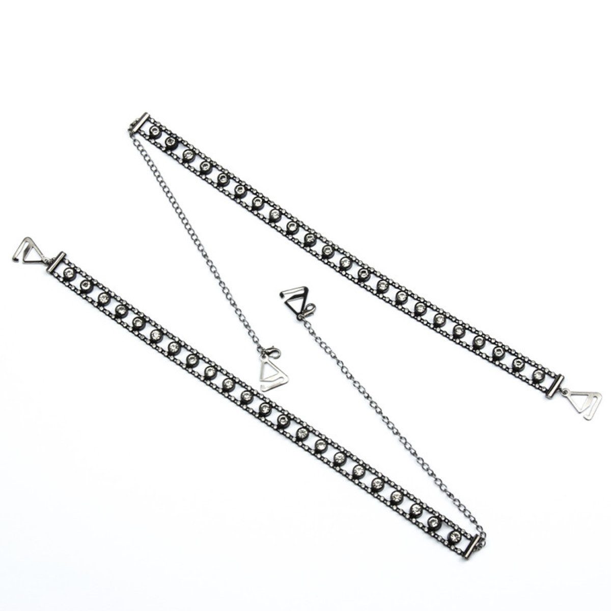 Einkaufszauber BH-Träger Schmuck Austausch BH Träger Diamantenfieber - schwarz mit Strass (Set), schwarz mit Strass